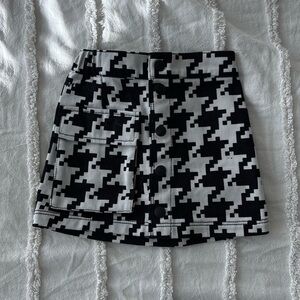 Adidas X Ivy Park Houndstooth Skirt in Black and White KIDS